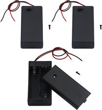 3Pcs 2 AA Battery Holder with Switch, 2X 1.5V AA Battery Holder Case