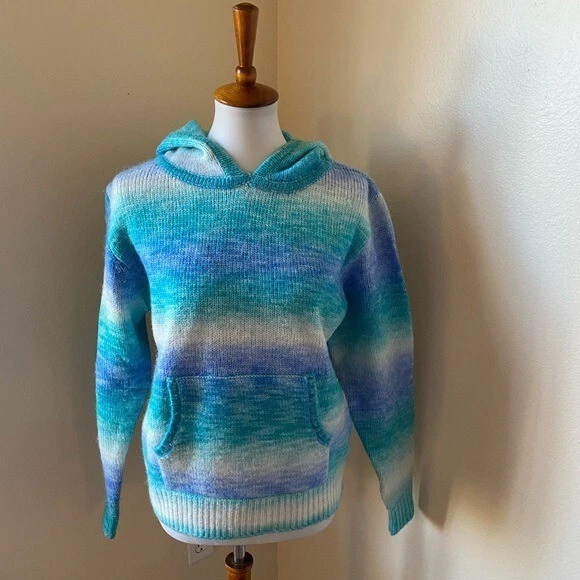 Frankie s Bikini Women s Aiden Knit Sweatshirt Tie Dye Blue Size Small Pullover
