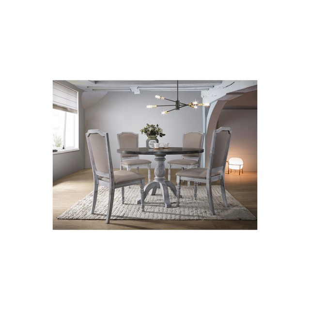 Best Master Furniture Weathered Gray/ White Round Dining N/A Farmhouse