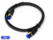 CAT 7 High-Speed Ethernet Cable - Black, Flat