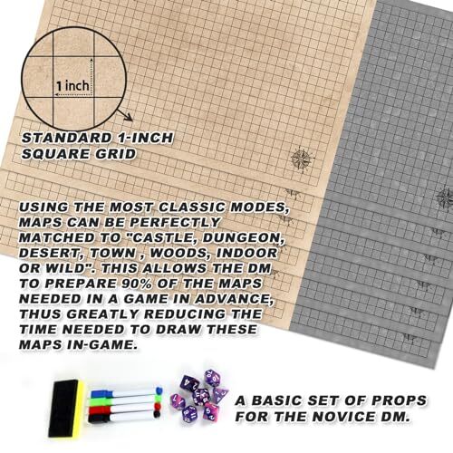 6 Pack DND Map 24x36,1 Inch Grids Dry Erase Battle Mats,Lay 6 Map Starter Set eBay