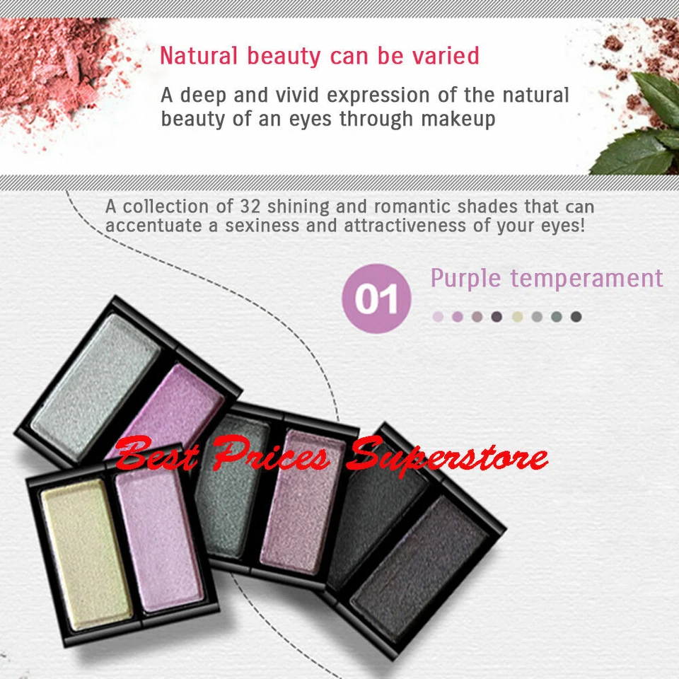 BIOAQUA FLARE Crystal Natural Eye Makeup – 32 Shining Romantic Shades w/ Mirror - Image 3 of 4