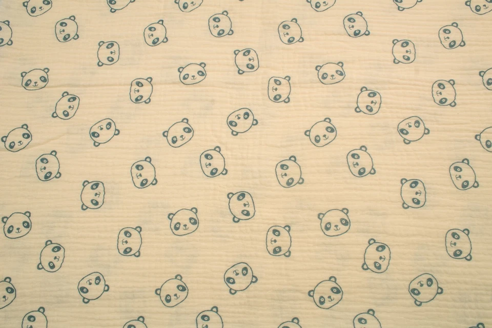 Хлопковый муслин с принтом, двойная марлевая ткань, панды на экрю 50 x 130 см - Изображение 4 из 4