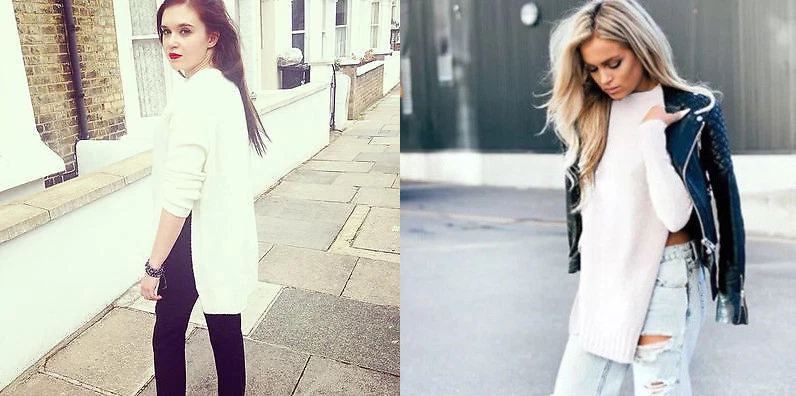 Long sweater with top side slits zara