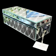 Bella Lux Lidded Bathroom Bling Vanity Storage Mirrored Rhinestones Organizer