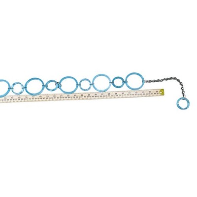 St. John Sky Blue Circular Chain Link Belt With Name Logo | eBay display picture 3