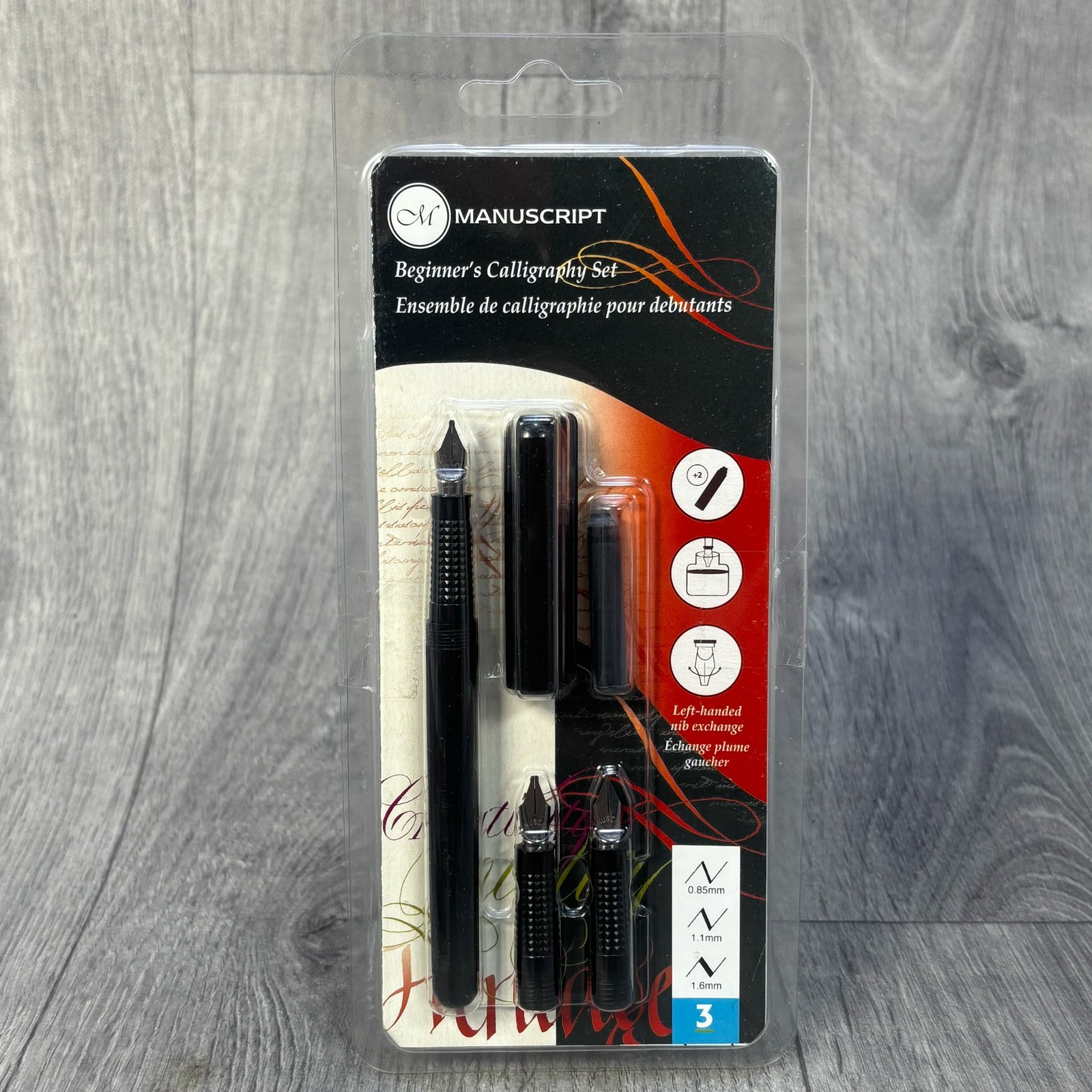 Manuscript Beginner's Calligraphy Set Dodec Fountain Pen 3x Nibs Ink Cartridges