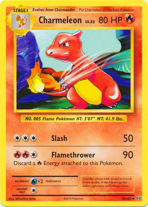 1x Charmeleon - 10/108 - Uncommon - XY Evolutions - Near Mint - Pokemon!