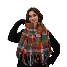 Scarf for Women Plaid Scarf Bulk Cashmere Feel Warm Soft Winter Scarves Red
