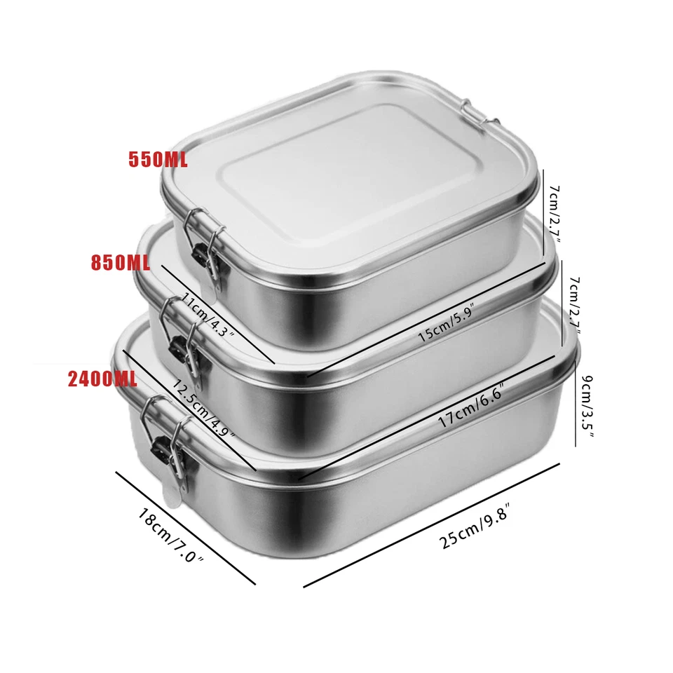 Lunchbox Brotdose Auslaufsicher Bento-Box Brotzeit-Dose aus Edelstahl mit Fächer - Bild 2 von 4