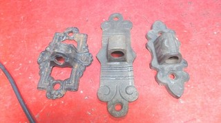 Vintage 3 Oil Kerosene Lamp Brackets Cast Iron BRASS Wall Mounted Holders