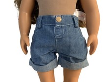 Light Denim Cuffed Jean Shorts Clothes for 18 inch Girl Dolls