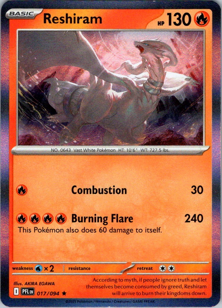 Reshiram Rare ME02: Phantasmal Flames 017/094 NM