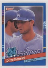 1991 Donruss Rated Rookie Dave Hansen (Yellow Pattern on Card Right) #45 2e7. rookie card picture