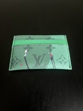 Louis Vuitton Golf Double Card Holder Gold Green with box.