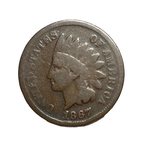 1867 1C Indian Head Cent - Better Date Coin - G Good Condition