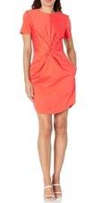 Trina Turk Women's Twist Front T Shirt Dress Size 14 Ferry Red
