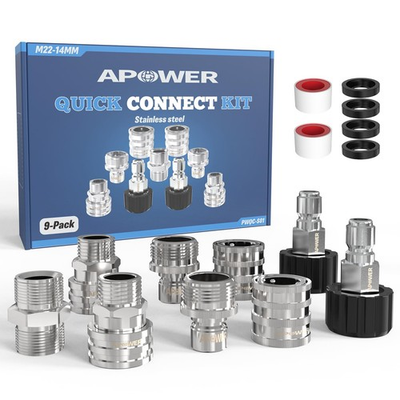 #ad Pressure Washer Quick Connect Kit M22 to 3 8quot; Adapter Set 9 Pieces $38.99