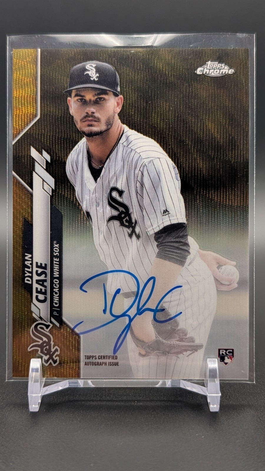 2020 Topps Chrome Dylan Cease Gold Wave Refractor /50 Auto RC White Sox