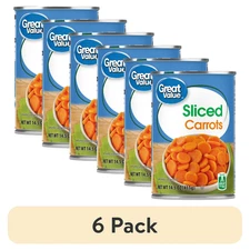 (6 Cans) Carrots Canned Sliced Tender and Sweet 14.5 Oz by Great Value