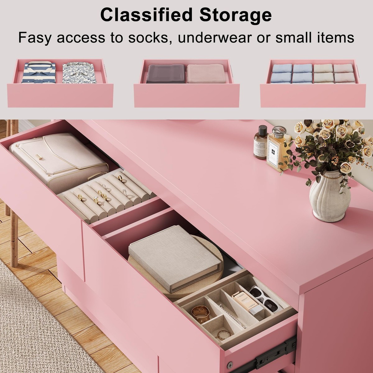 pink small dresser Amazon.com: Karl home Pink 7 Drawer Dresser for Bedroom, Tall Dresser Chest  of Drawers, Wood Pink Bedroom Dressers for Girls, Anti-Tipping Device, Rose  Gold Metal Handle, Living Room, Entryway, Hallway, Office :