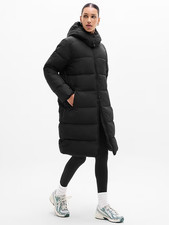 ATHLETA Stratus Puffer Parka Coat  Black Small Petite 768230 NEW