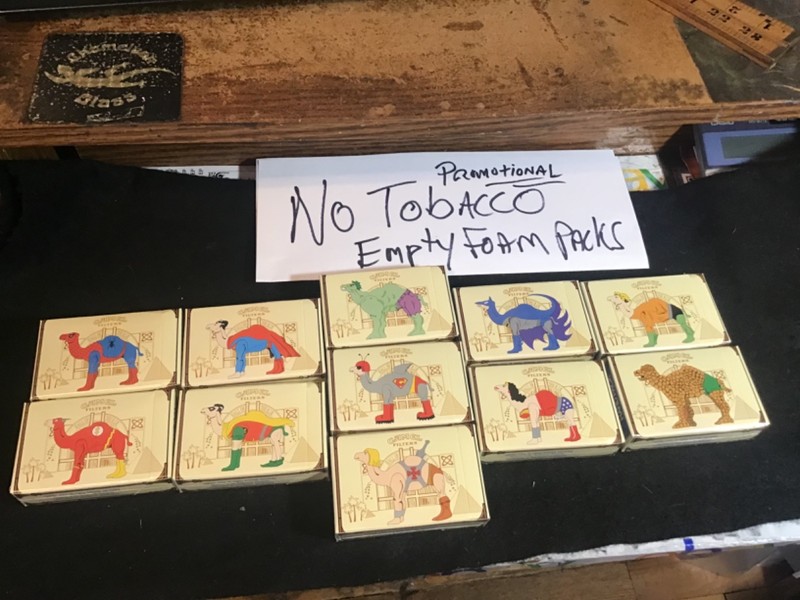 11 RARE  EMPTY CAMEL CIGARETTES PROTOTYPE SAMPLE PACKS SPIDERMAN SUPERMAN HULK +