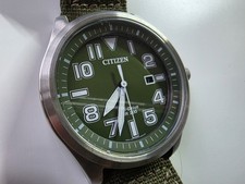 RELOJ CITIZEN ECO-DRIVE AW1410-32X WR 200 HOMBRE Green Dial 200m Canvas Strap
