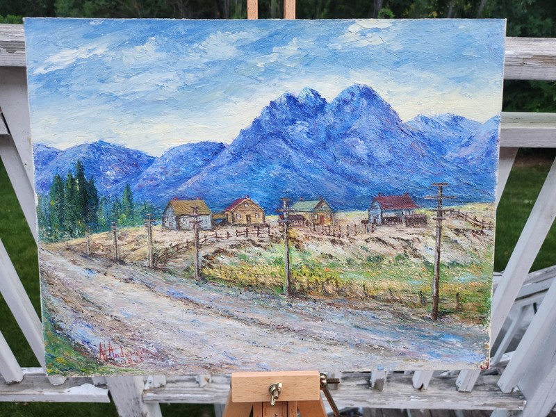 Vintage 1965 Utah Oil Painting A.L. Anderson Wasatch Mountains Murray State...