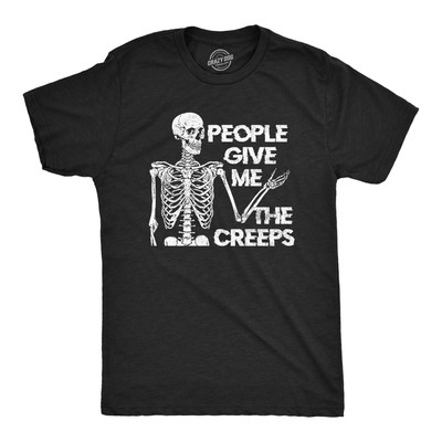 Mens People Give Me The Creeps Skeleton T Shirt Funny Halloween Scary Dead