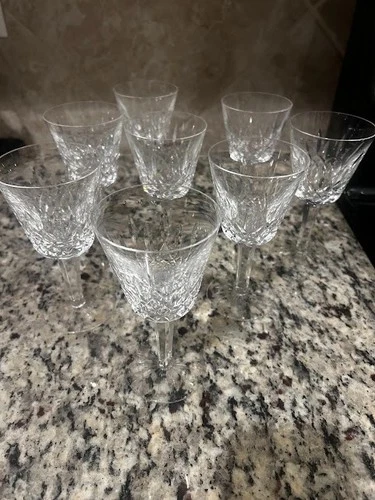 Vintage Set of 8 WATERFORD CRYSTAL Lismore 5-7/8" Claret Wine Glasses IRELAND