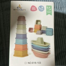 Amchsuri Baby Stacking Blocks  Boats Bath Toys Set Multicolor 6M 618-103