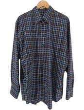 Scott Barber Mens XL Long Sleeve Button Down Plaid Checkered Cotton Shirt
