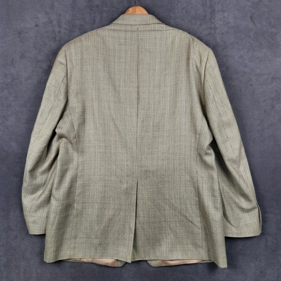 Blazer Chaps Para Hombres 46L Tostado Seda Lana Abrigo Deportivo Chaqueta a Cuadros Dos Botones Foto 4 de 4