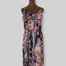 Naif Multicolored M Floral Spaghetti Straps Maxi Dress Boho Gypsy Patchwork Long