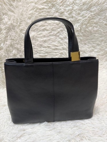 Burberry Black Leather Nova Check Handbag Authentic Women's Tote Bag