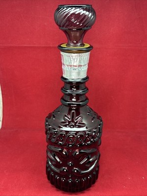 VTG 1967 Amethyst Jim Beam Kentucky Derby Genie Glass Decanter w/Stopper & Label