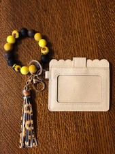 wallet bracelet with slots for holding ID and credit cards.