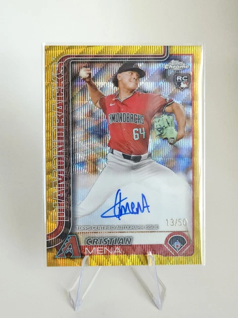 Cristian Mena- 2025 Topps Chrome (RC) Gold Wave Refractor #'d /50
