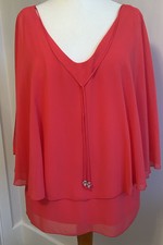 Frank Lyman Floaty Coral/Orange Overlay Top Size 18 BNWT