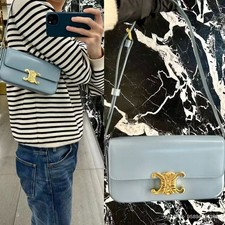 Authentic CELINE Triomphe Shoulder Bag in Shi...
