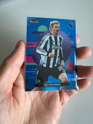 Nick Woltemade Topps PL Finest 2026 Blue Refractor /150 Newcastle United #176