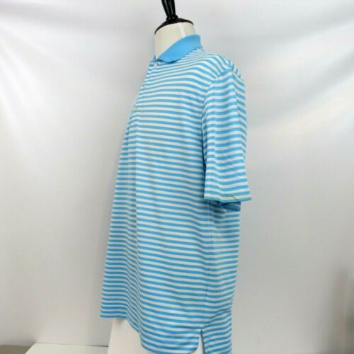 FootJoy Men's Short Sleeve Polo Shirt Golf Large Light Blue Striped Casual - Picture 2 of 11