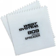 West System 809 Plastic Notched Spreader Thin Straight Edge 4x4 White (2 Pack)