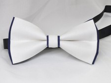 White Navy Blue Cotton Bow tie for Men / Boy Kids / Baby Toddler