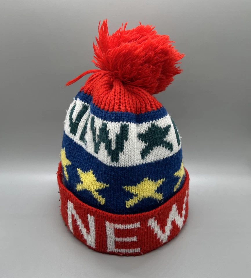 Gorro de nieve New York retro para niños esquí a rayas invierno Foto 3 de 4