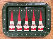 Vintage Holt Howard Atomic Christmas Santa Gnome TV Snack Tray Green *Read*