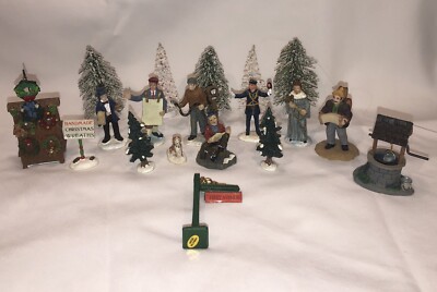 Vintage Lemax Lot of 19  Christmas Village Figurines Accessories