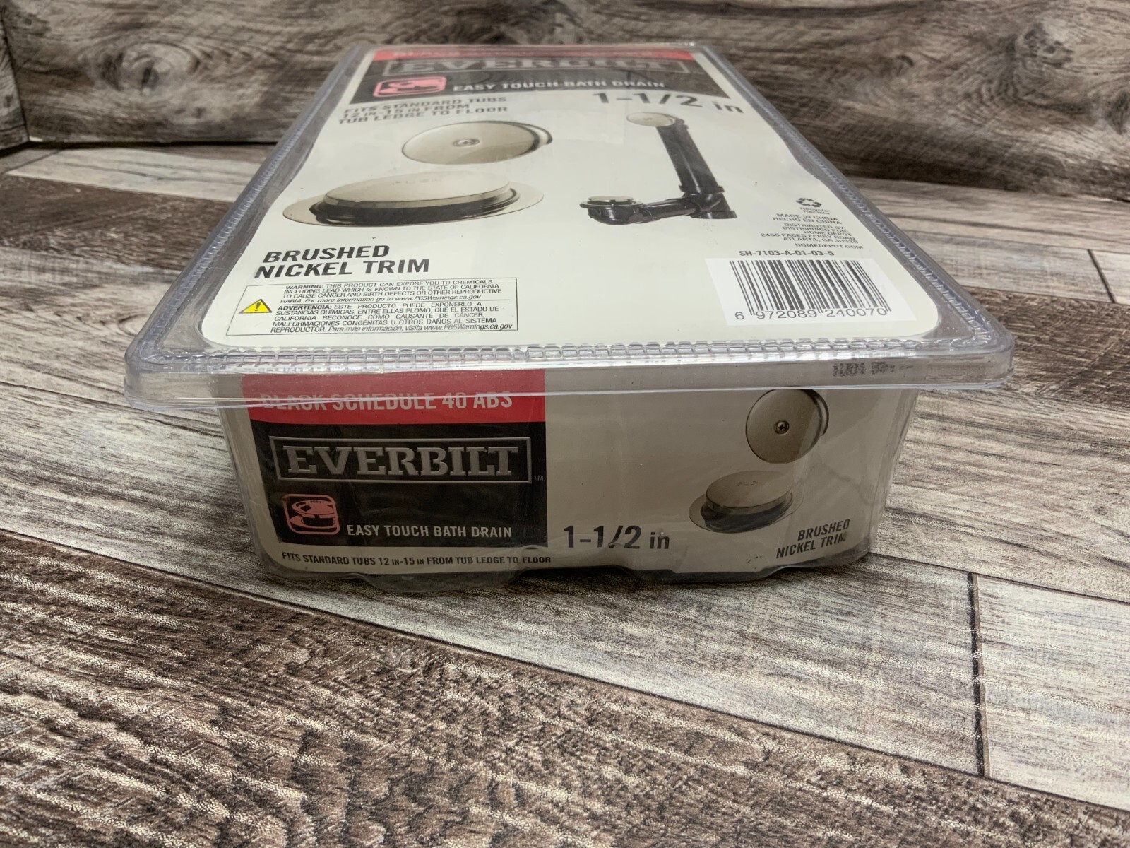 Everbilt Easy Touch 1 1/2” Black ABS Pipe Bath Waste and Overflow  