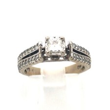 Gorgeous 14k White Gold Diamond Solitaire Accent Engagement Ring Size 4.75